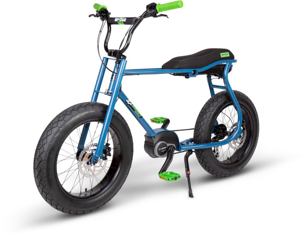 RUFF-CYCLES-Lil-Buddy-E-Bike-2021-Azureblue mit grünen Deatils