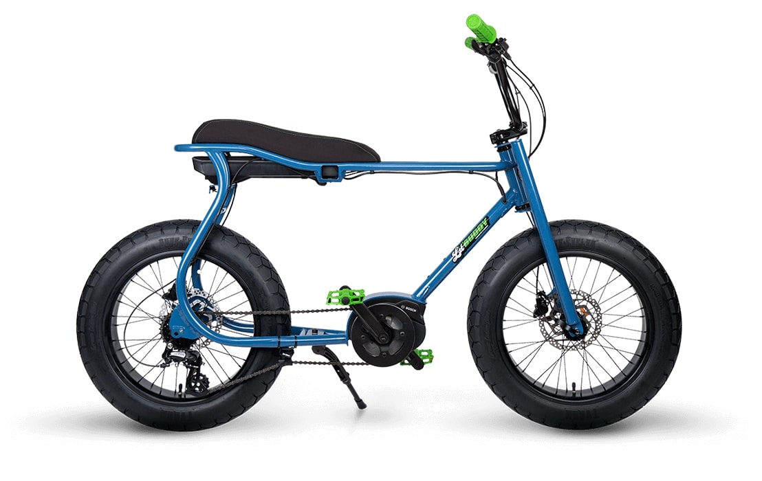 RUFF-CYCLES-Lil-Buddy-E-Bike-2021-Azureblue mit grünen Details seitlich 4