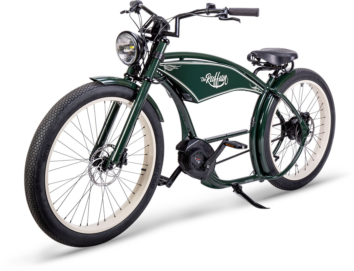 Ruff Cycles Ruffian Vintage Green Gen 4 -mit schwarzen Reifen